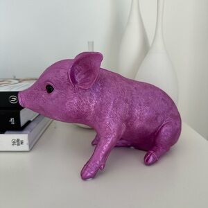 WILBUR PINK CHROME PIGGY BANK - 9.5"